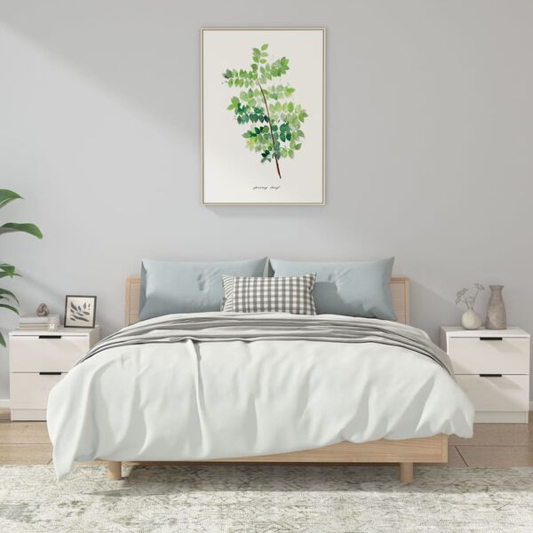 vidaXL Naktinės spintelės, 2vnt., baltos, apdirbta mediena, blizgios