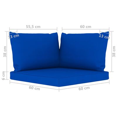 vidaXL Trivietė sodo sofa su mėlynos spalvos pagalvėlėmis