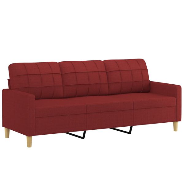 vidaXL Trivietė sofa, raudonojo vyno spalvos, 180cm, audinys