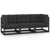 vidaXL Trivietė sodo sofa su pagalvėlėmis, pu&scaron;ies medienos masyvas
