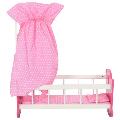 vidaXL Žaislinė lovytė lėlei su skliautu, rožinė, 50x34x60cm, MDF