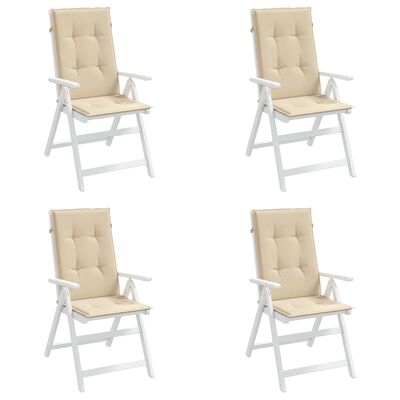 vidaXL Sodo kėdės pagalvėlės, 4vnt., smėlio, 120x50x3cm, audinys