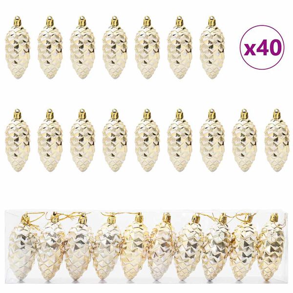 vidaXL Kalėdų puošmena su pušų kankorėžiais 40 pcs Auksinė