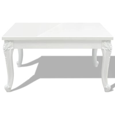 vidaXL Kavos staliukas, 80x80x42 cm, labai blizgus, baltas