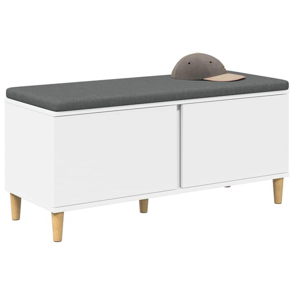 vidaXL Koridoriaus suolas su pagalve su durimis Balta 100 x 38 x 46 cm