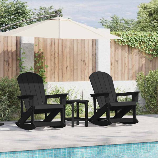 vidaXL Adirondack sūpynės kėdės 2 pcs Juoda HDPE