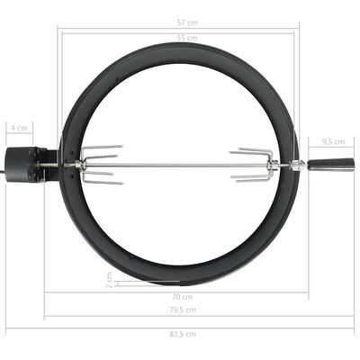 vidaXL Žiedo formos kepsninės grilio rinkinys, juodas, 57cm