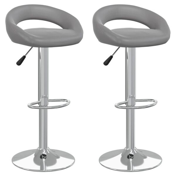 vidaXL Baro taburetės, 2vnt., pilkos spalvos, dirbtinė oda