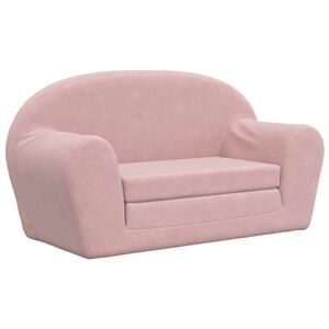 vidaXL Vaiki&scaron;ka dvivietė sofa-lova, rožinės spalvos, mink&scaron;tas pliu&scaron;as