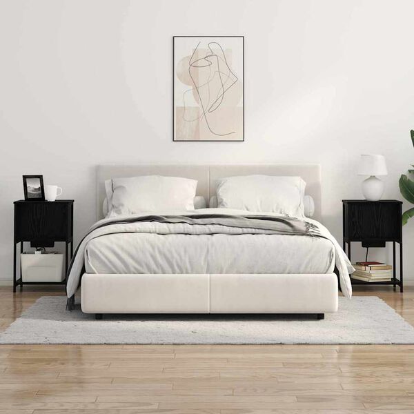 vidaXL &Scaron;alia lovos spintelė Juodas ąžuolas 38 x 31 x 61 cm