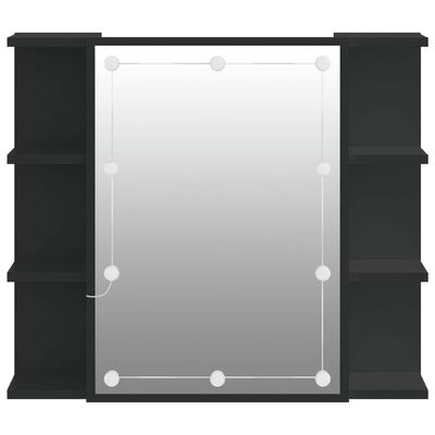 vidaXL Veidrodinė spintelė su LED apšvietimu, juoda, 70x16,5x60cm