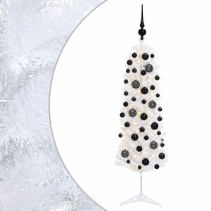 vidaXL Dirbtinė siaura kalėdinė eglutė su žaisliuku 150 cm 150 LED
