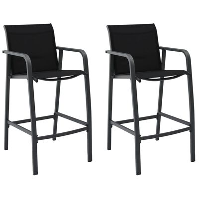 vidaXL Sodo baro kėdės, 2vnt., juodos spalvos, tekstilenas