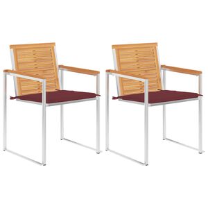 vidaXL Sodo kėdės su pagalvėlėmis, 2vnt., tikmedžio masyvas ir plienas