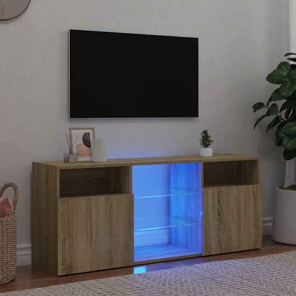 vidaXL Televizoriaus spintelė su LED apšvietimu, ąžuolo, 120x30x50cm