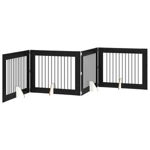 vidaXL Sulankstomi &scaron;unų vartai su stovais 4 pcs Juodojo ąžuolo 401 cm