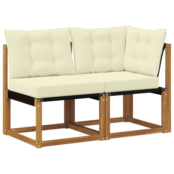 vidaXL Lauko vidurinė ir kampinė sofa su pagalve 2 Vienetas Natūrali