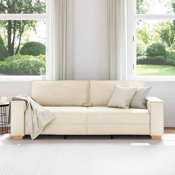 vidaXL 3-Vietis Sofa Smėlio 220 cm Lino mi&scaron;inio audinys