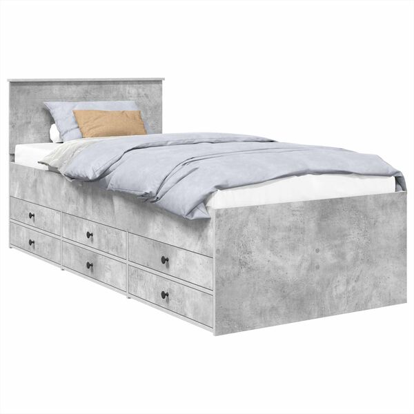 vidaXL Dienos lova Betono pilka ir juoda 100 x 200 cm Apdirbta mediena