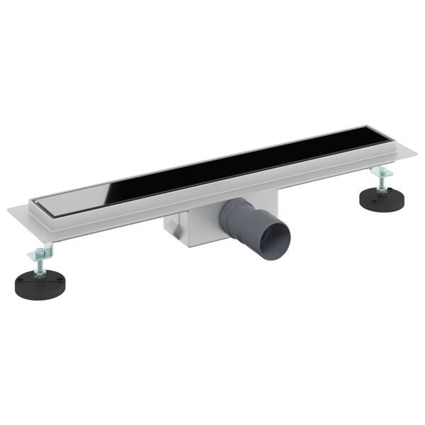 vidaXL Du&scaron;o nutekėjimas su stiklo dangteliu Juoda 60 cm