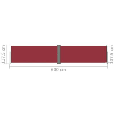 vidaXL Ištraukiama šoninė pertvara, raudonos spalvos, 117x600cm