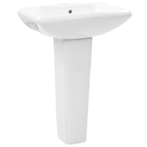 vidaXL Laisvai past. praustuvas su koja, baltas, 580x470x200 mm, ker.
