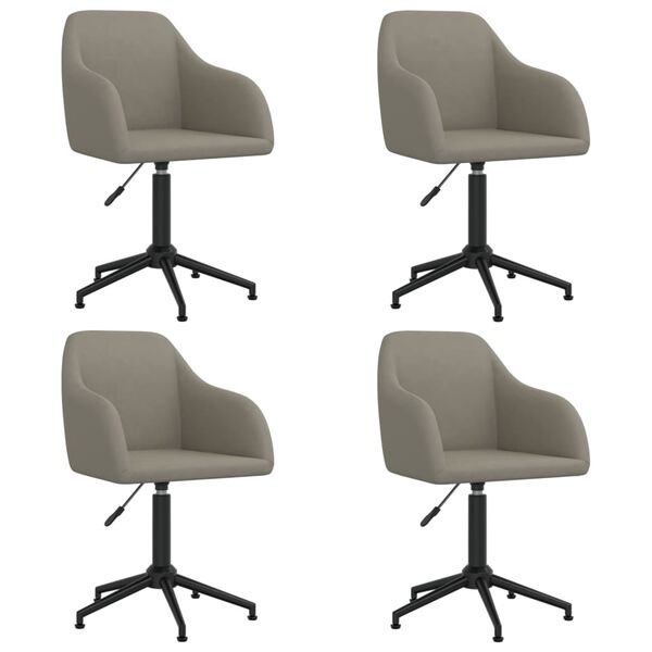 vidaXL Pasukamos valgomojo kėdės, 4vnt., &scaron;viesiai pilkos, aksomas