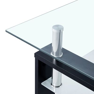 vidaXL Kavos staliukas, juodas/skaidrus, 95x55x40cm, grūdintas stiklas