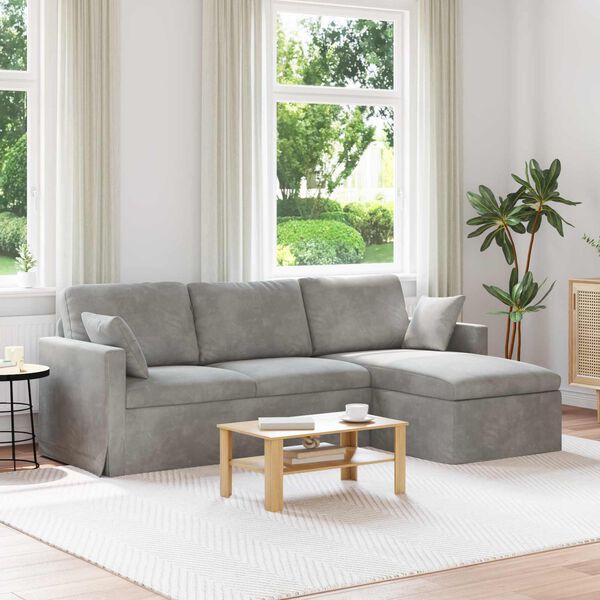 vidaXL Sofa &Scaron;viesiai pilka 198 x 134 x 80 cm Aksomas