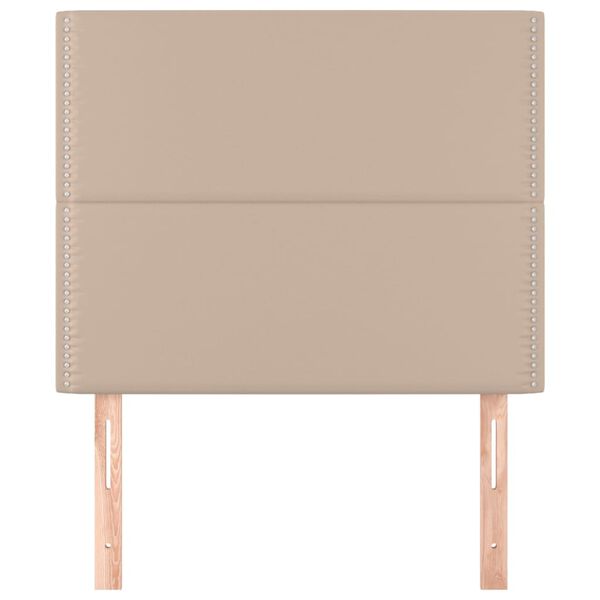 vidaXL Stalo galvūgalis, kapučino spalvos, 90x5x118/128 cm, dirbtinė oda