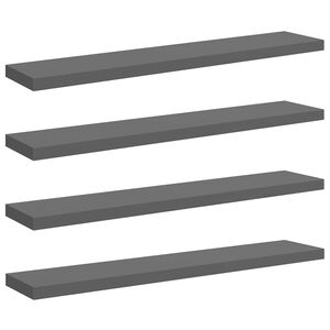 vidaXL Pakabinamos lentynos, 4vnt., pilkos, 120x23,5x3,8cm, MDF