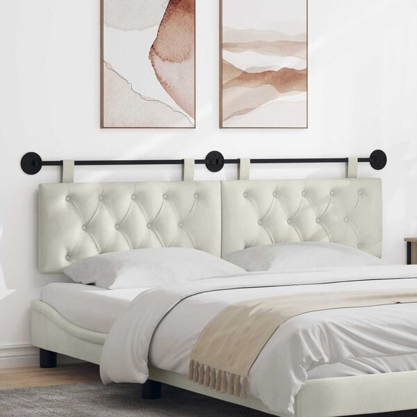 vidaXL Kabantysis galvūgalis Kreminė 170 x 55 x 7 cm Aksomas