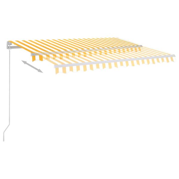 vidaXL Automatinė markizė su LED/vėjo jutikliu, geltona/balta, 3x2,5m