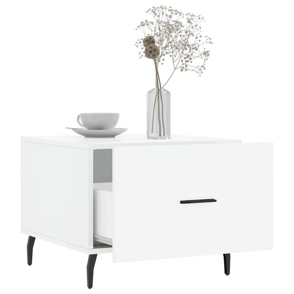 vidaXL Kavos staliukai, 2vnt., balti, 50x50x40cm, mediena, blizgūs