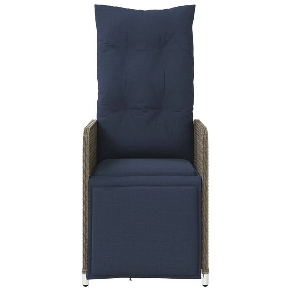 vidaXL Atlo&scaron;iama sodo kėdė su pagalvėlėmis, pilka, polirotangas