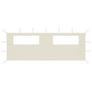 vidaXL &Scaron;oninė pavėsinės siena su langais, kreminės spalvos, 6x2m