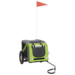 vidaXL Dviračio priekaba augintiniams, žalia/pilka, audinys/geležis