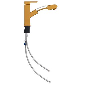 vidaXL Vonios kambario maišytuvas, auksinis, 157x172mm, ištraukiamas