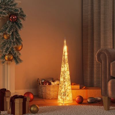 vidaXL Šviečianti kalėdinė dekoracija kūgis, balta, 60cm, akrilas