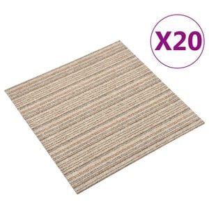 vidaXL Kiliminės plytelės, 20vnt., smėlio, 50x50cm, 5m&sup2;, dryžuotos