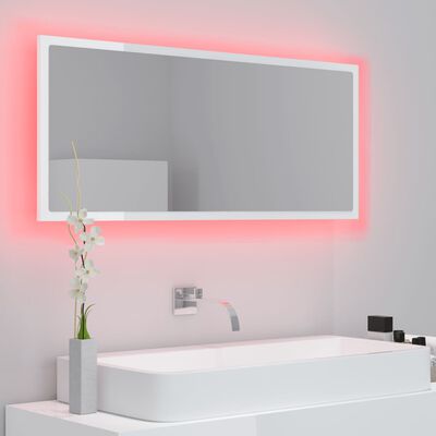 vidaXL Vonios LED veidrodis, baltas, 100x8,5x37cm, akrilas, blizgus
