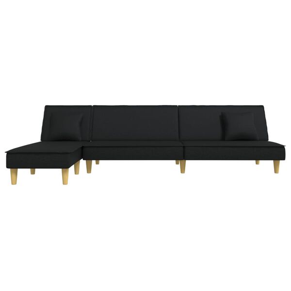 vidaXL L formos sofa-lova, juodos spalvos, 255x140x70cm, audinys
