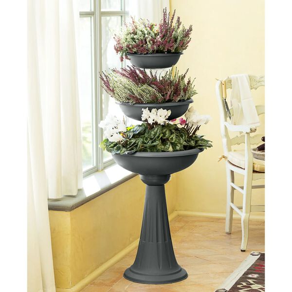 vidaXL Gėlių dubenėlis, pilkas, 50x114 cm