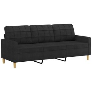 vidaXL Trivietė sofa, juodos spalvos, 180cm, audinys