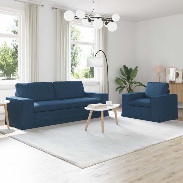vidaXL Sofa 2 pcs Mėlyna 182 x 80 x 82 cm audinys