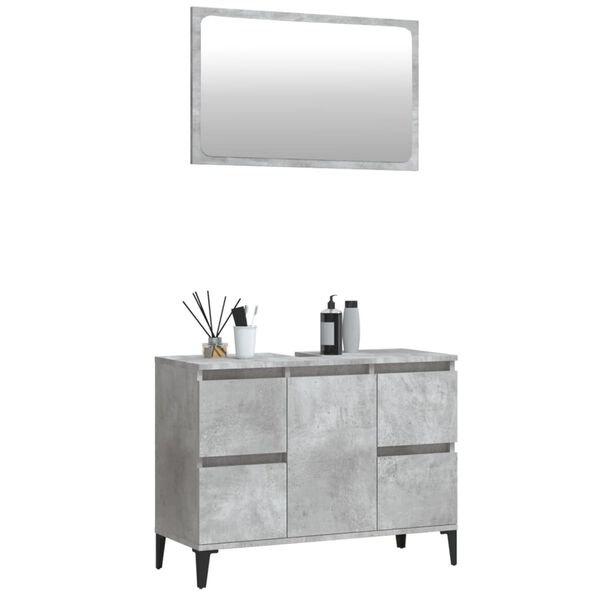 vidaXL Vonios baldų komplektas, 2 dalių, betono pilkas, mediena