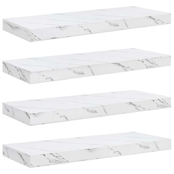 vidaXL Sieninė lentyna su saugykla 4 pcs Balti marmuro 50 x 23 x 4 cm
