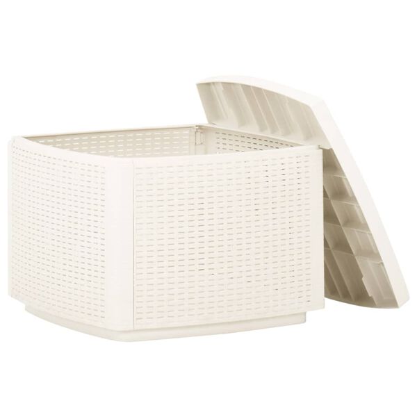 vidaXL Sodo staliukas, baltos spalvos, 53x53x40cm, plastikas