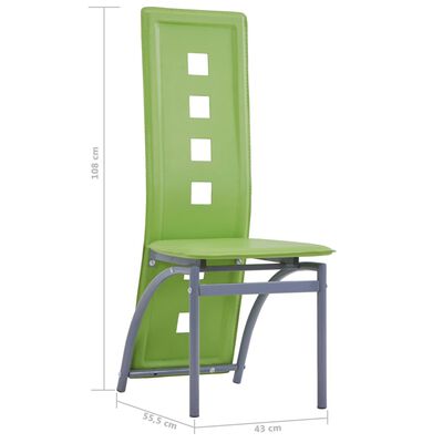 vidaXL Valgomojo kėdės, 4vnt., žalios spalvos, dirbtinė oda