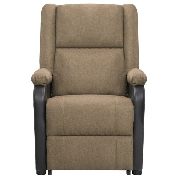 vidaXL Atsistojantis masažinis krėslas, taupe spalvos, audinys